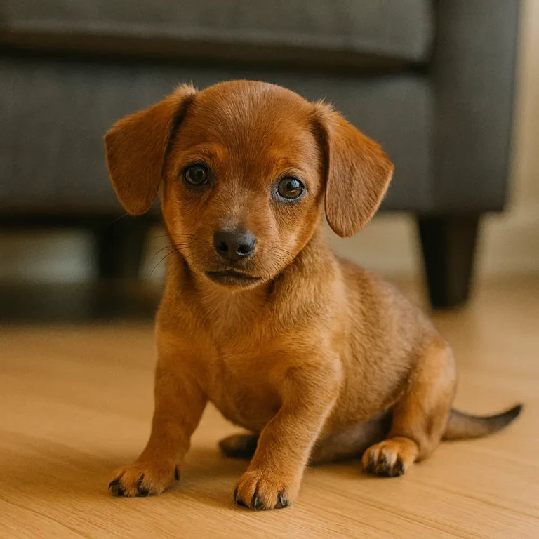 dotson chihuahua mix puppy sitting on ground