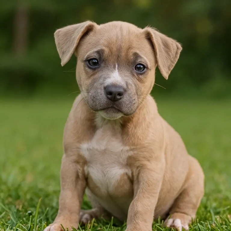 pitbull chihuahua mix puppy siting on lawn grass