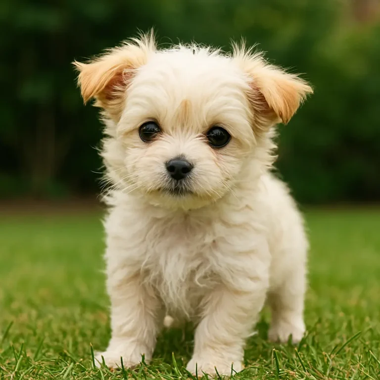maltese chihuahua mix puppy standing on lawn grass