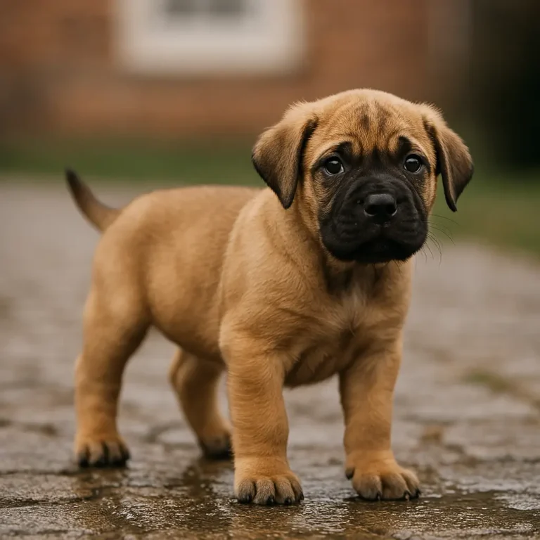 Mastiff dog puppy playing