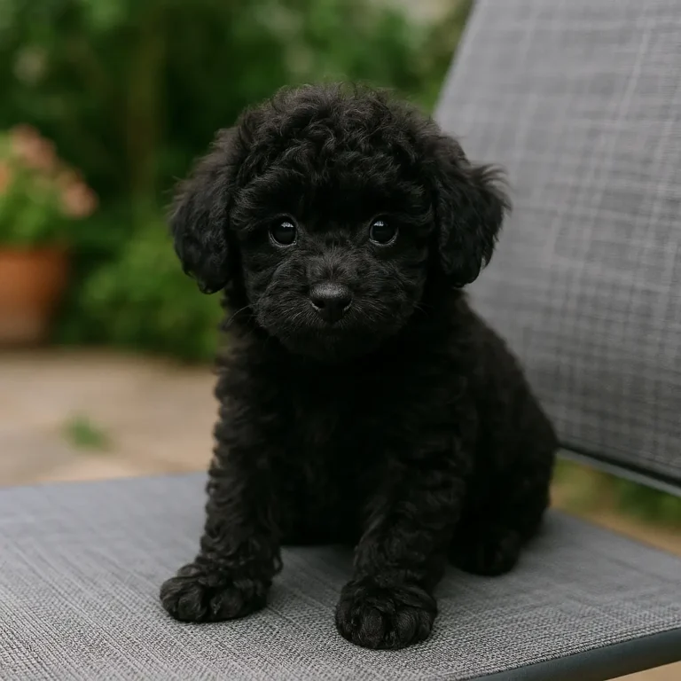 toy poodle puppy sitting on floor