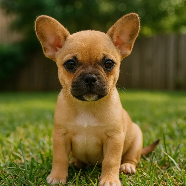 french bulldog chihuahua mix sitting on grass