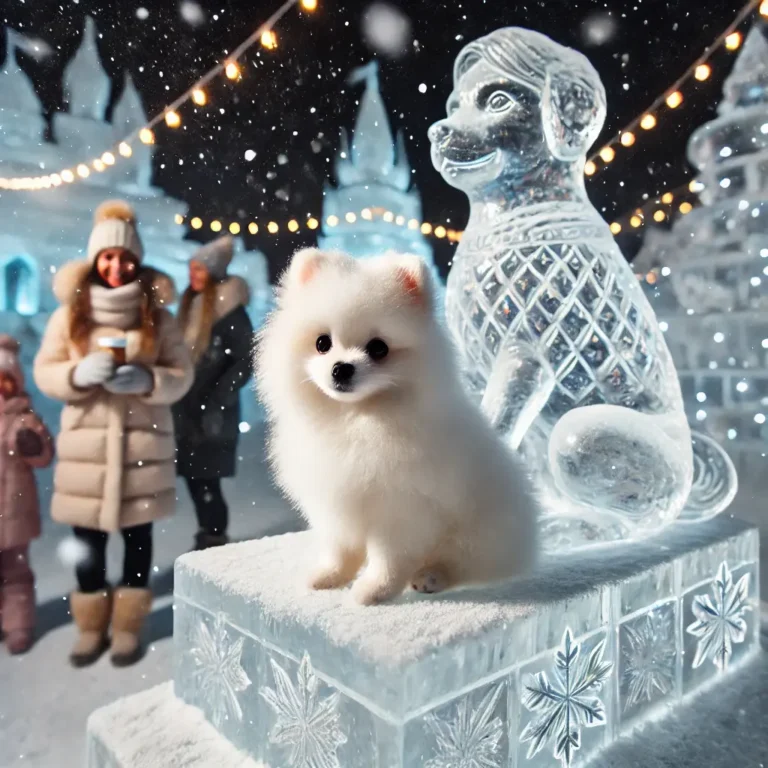 image of a white mini Pomeranian puppy