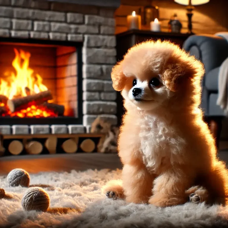 image of a miniature Poodle and Pomeranian mix puppy