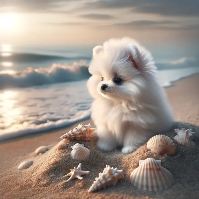 image of a white Pomeranian puppy
