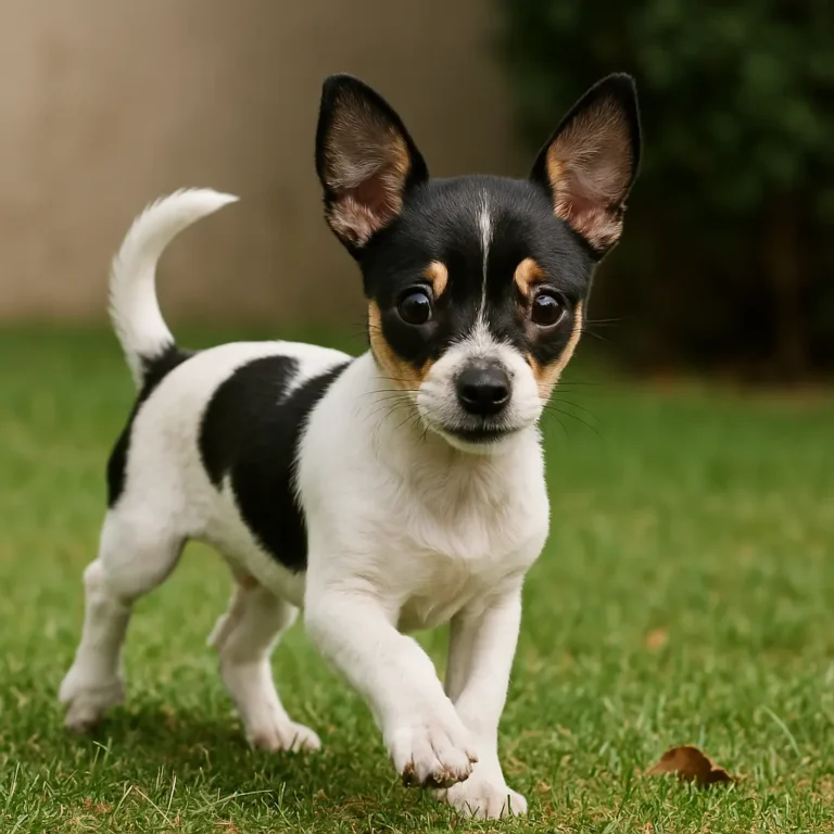 rat terrier chihuahua mix puppy standing on grass