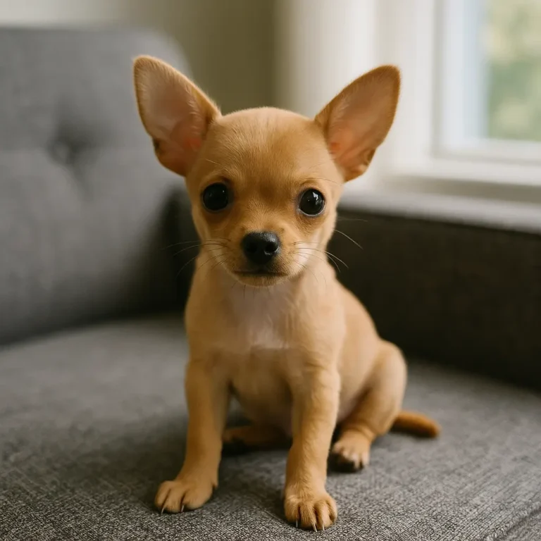 cachorro chihuahua puppy sitting on sofa