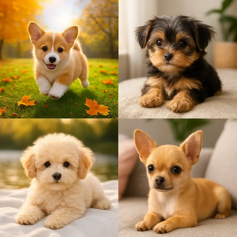 top small dog breeds puppies collage