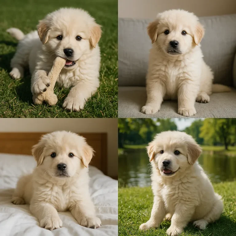 large fluffy dog breeds puppies collage