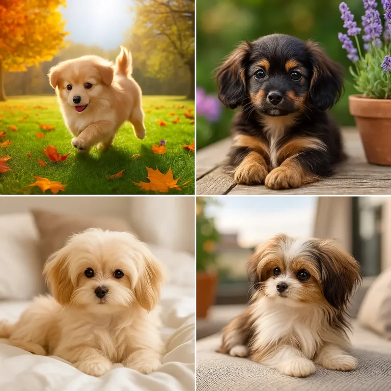 long haired small dog breeds puppies collage