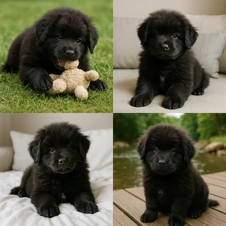 black fluffy dog breeds puppies collage
