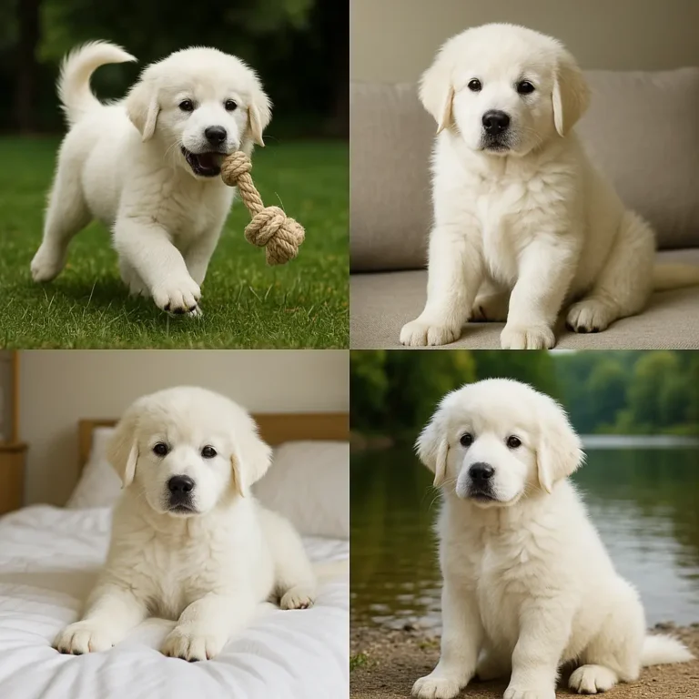 big white dog breeds puppies collage