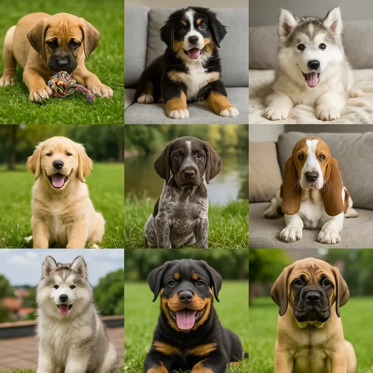 top 10 big dog breeds puppies collage