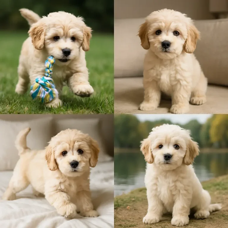 medium sized hypoallergenic dogs puppies collage